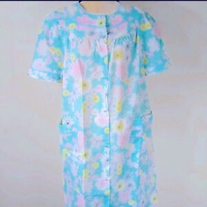 Moon Dance Floral Blue  Home Dress Size XL